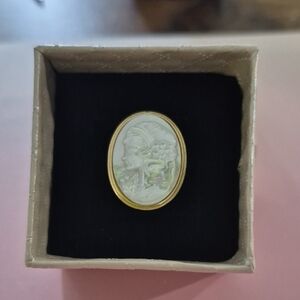 Gold and White Cameo Brooch